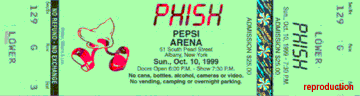 ticket scan: Phish 10-10-99 Pepsi Arena- Albany NY